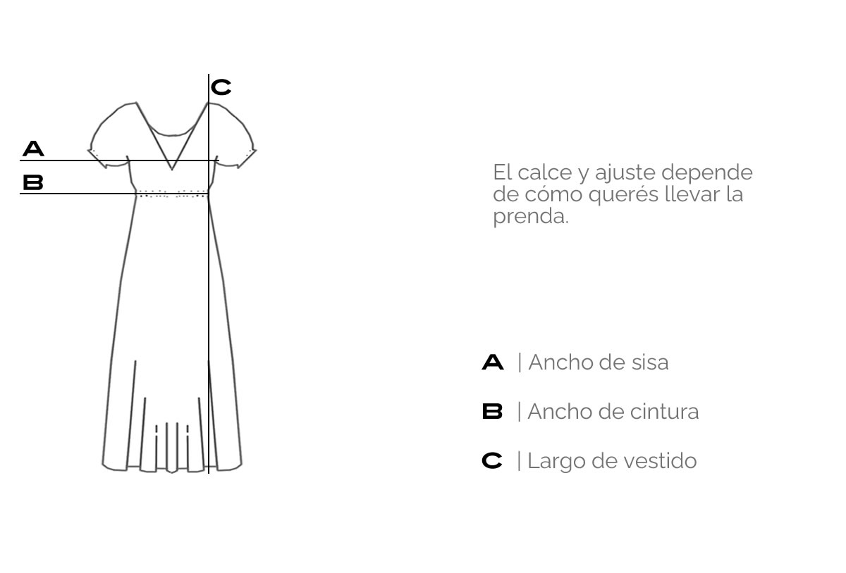 Guía de talles de vestido Feather
